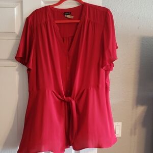 Torrid Red Button-Front Blouse